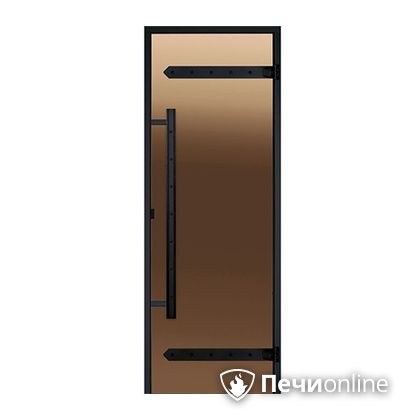 Дверь для бани Harvia Стеклянная дверь для сауны LEGEND 7/19 черная коробка сосна бронза  D71901МL в Алапаевске