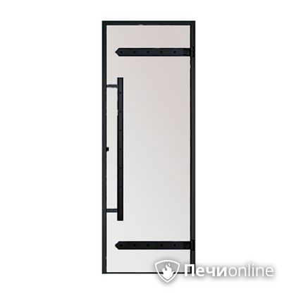 Дверь для бани Harvia Стеклянная дверь для сауны LEGEND 8/19 черная коробка сосна сатин D81905МL в Алапаевске